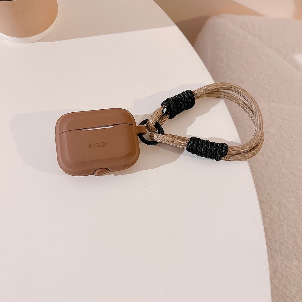 ETUI NA SŁUCHAWKI TECH-PROTECT SILICONE ROPE APPLE AIRPODS PRO 1 / 2 CHOCOLATE BROWN BRĄZOWE