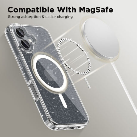 ETUI TECH-PROTECT FLEXAIR HYBRID MAGSAFE IPHONE 16 GLITTER BROKATOWE
