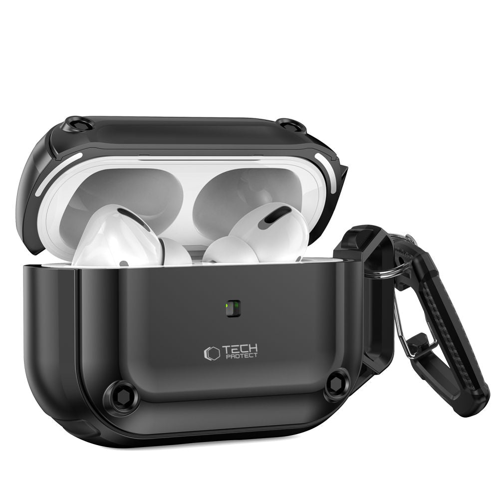 ETUI NA SŁUCHAWKI TECH-PROTECT ROUGH HOOK APPLE AIRPODS PRO 1 / 2 BLACK CZARNE
