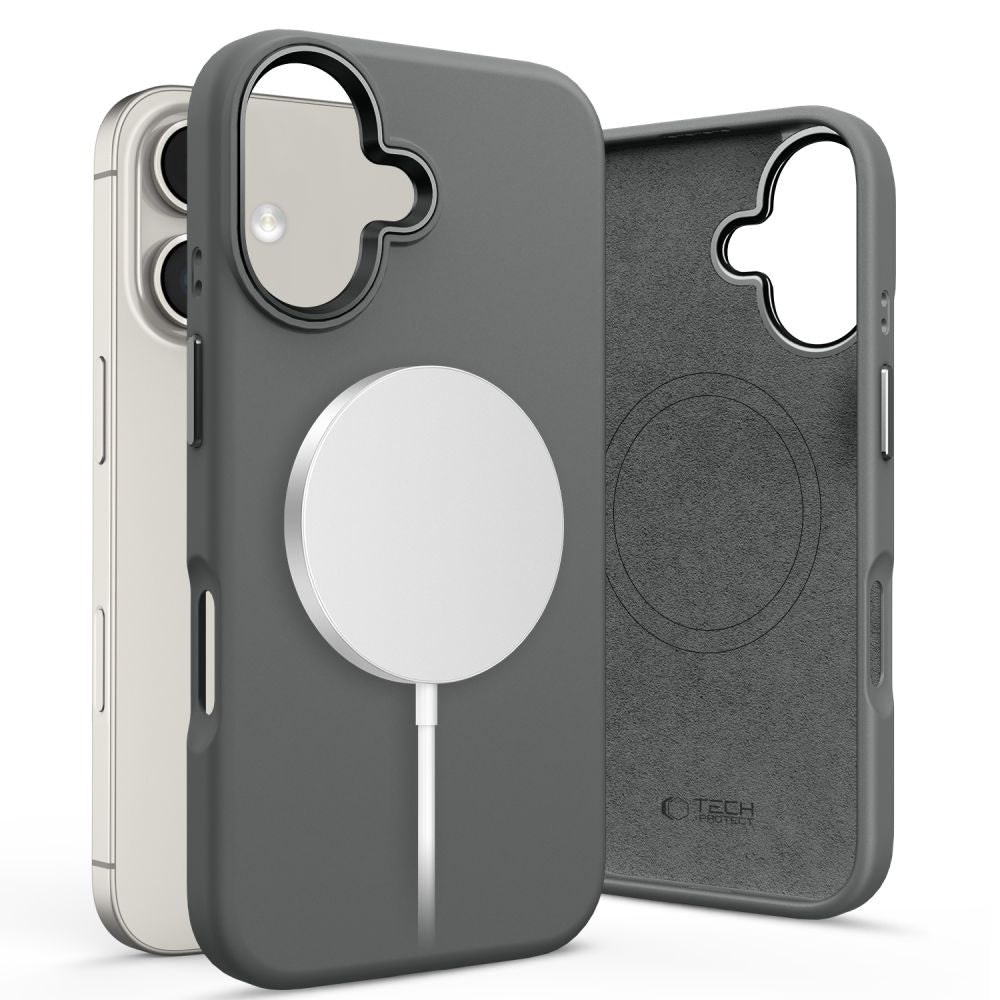 ETUI TECH-PROTECT SILICONE PURE MAGSAFE IPHONE 16 SZARY