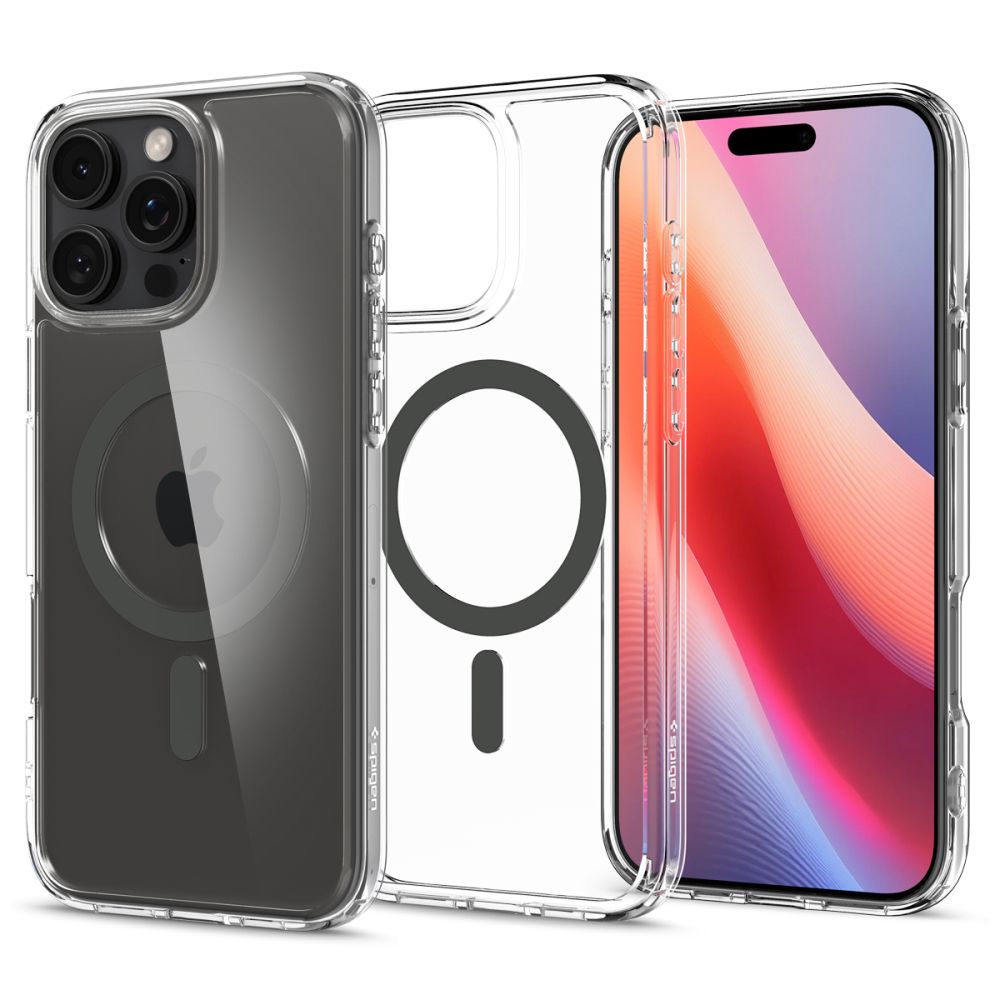 ETUI SPIGEN ULTRA HYBRID MAG MAGSAFE IPHONE 16 PRO TRANSPARETNO GRAFITOWE