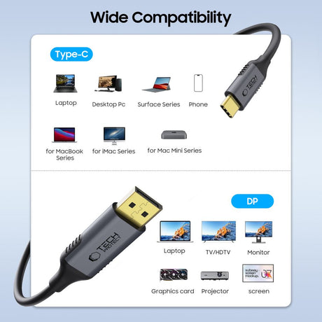 KABEL TECH-PROTECT ULTRABOOST CABLE TYPE-C TO DISPLAYPORT 1.4 8K 60HZ 180CM CZARNY