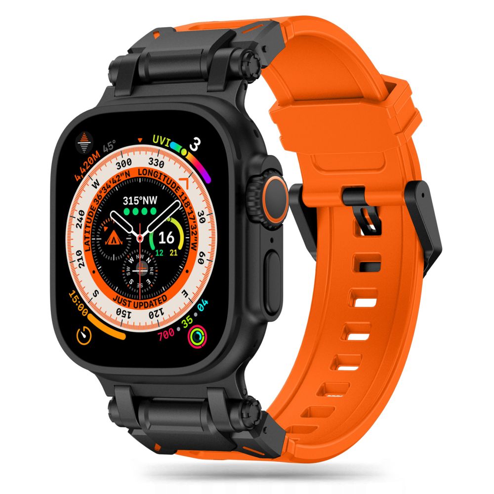 PASEK TECH-PROTECT DELTA PRO APPLE WATCH 6 / 7 / 8 / 9 / 10 / SE / ULTRA 1 / 2 (44 / 45 / 46 / 49 MM) POMARAŃCZOWO CZARNY