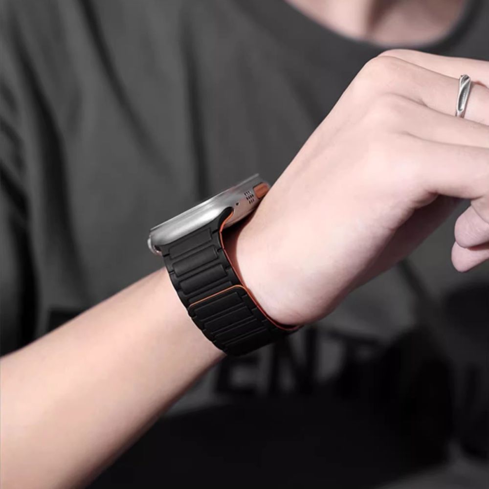 PASEK TECH-PROTECT ICONBAND MAGNETIC APPLE WATCH 4 / 5 / 6 / 7 / 8 / 9 / SE / ULTRA 1 / 2 (42 / 44 / 45 / 49 MM) BLACK/RED CZARNO CZERWONY