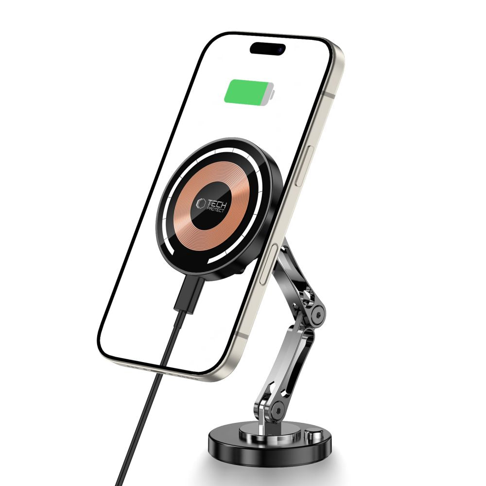 UCHWYT SAMOCHODOWY NA KOKPIT Z ŁADOWANIEM INDUKCYJNYM TECH-PROTECT MM15W-V8 MAGNETIC MAGSAFE WIRELESS CHARGER 15W CZARNY