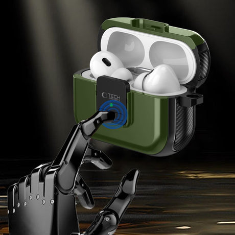 ETUI NA SŁUCHAWKI TECH-PROTECT DEFENDER HOOK MAGSAFE APPLE AIRPODS PRO 1 / 2 OLIWKOWE