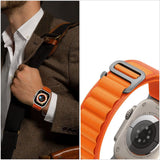 PASEK TECH-PROTECT NYLON PRO APPLE WATCH 6 / 7 / 8 / 9 / 10 / SE / ULTRA 1 / 2 (44 / 45 / 46 / 49 MM) BLACK / ORANGE CZARNO POMARAŃCZOWY