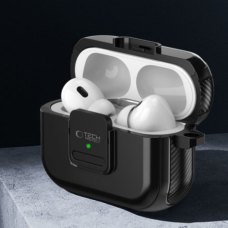 ETUI NA SŁUCHAWKI  TECH-PROTECT DEFENDER HOOK MAGSAFE APPLE AIRPODS PRO 1 / 2 CZARNE