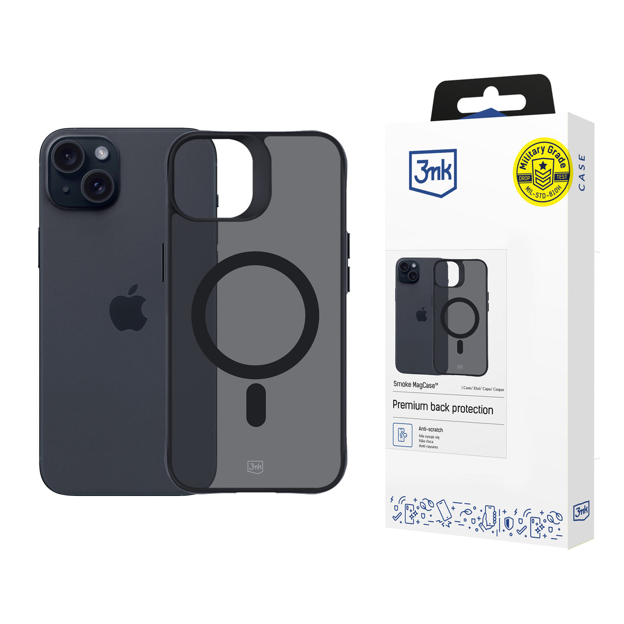 ETUI APPLE IPHONE 15 PLUS - 3MK SMOKE MAGCASE