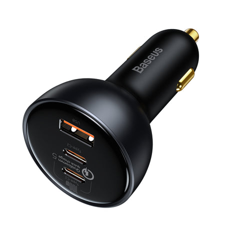 BASEUS ŁADOWARKA SAMOCHODOWA QC 5 PD 160W 1X USB 2X USB-C CZARNA + KABEL USB-C - USB-C