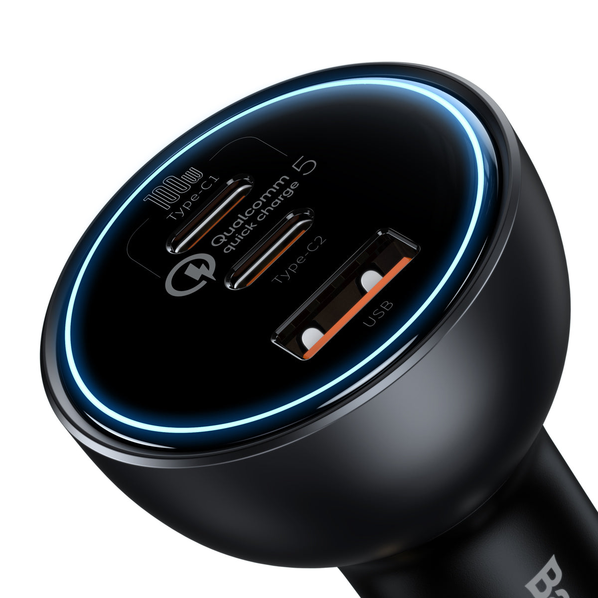 BASEUS ŁADOWARKA SAMOCHODOWA QC 5 PD 160W 1X USB 2X USB-C CZARNA + KABEL USB-C - USB-C