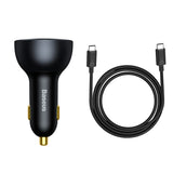 BASEUS ŁADOWARKA SAMOCHODOWA QC 5 PD 160W 1X USB 2X USB-C CZARNA + KABEL USB-C - USB-C