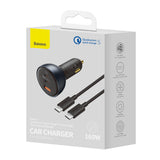 BASEUS ŁADOWARKA SAMOCHODOWA QC 5 PD 160W 1X USB 2X USB-C CZARNA + KABEL USB-C - USB-C