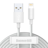 BASEUS KABEL SIMPLE WISDOM USB - LIGHTNING 1,5 M 2,4A BIAŁY 2 SZT