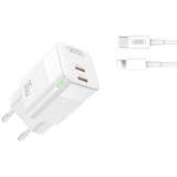 XO ŁADOWARKA SIECIOWA CE07 PD 35W 2X USB-C BIAŁA + KABEL USB-C - LIGHTNING