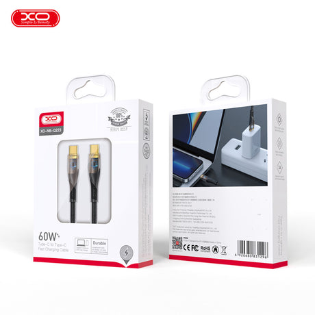XO CLEAR KABEL NB-Q223B USB-C - USB-C 1,0 M 60W CZARNY