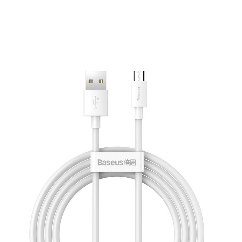 BASEUS KABEL SIMPLE WISDOM USB - MICRO USB 1,5 M 2,1A BIAŁY 2 SZT