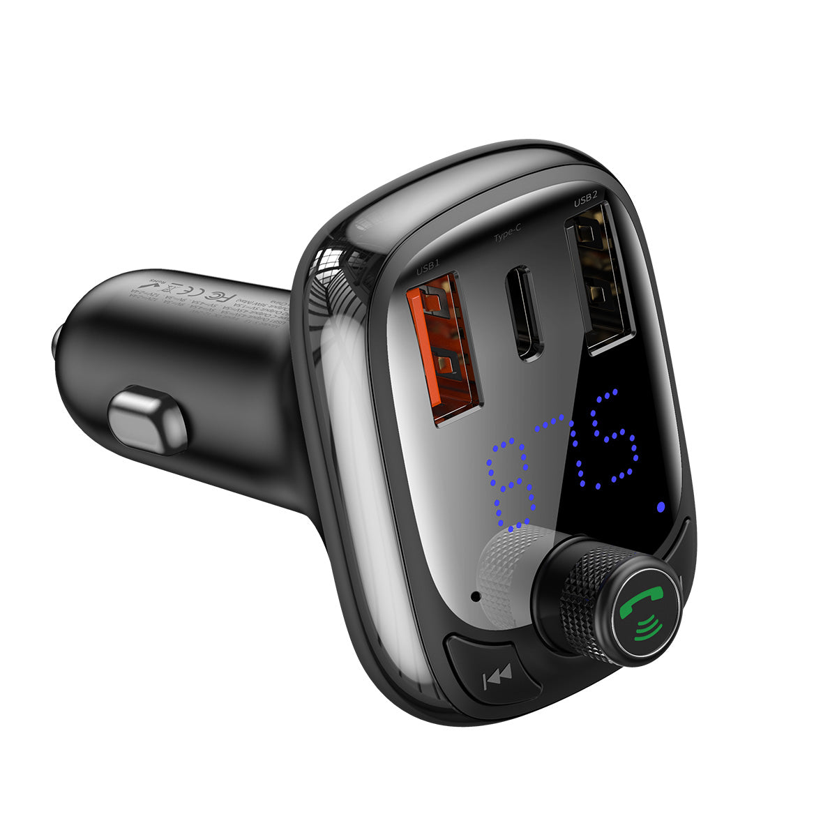 BASEUS TRANSMITER FM T-SHAPED S-13 BLUETOOTH MP3 ŁADOWARKA SAMOCHODOWA CZARNA