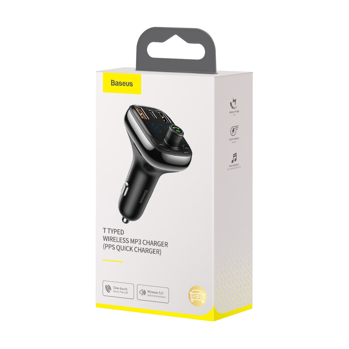 BASEUS TRANSMITER FM T-SHAPED S-13 BLUETOOTH MP3 ŁADOWARKA SAMOCHODOWA CZARNA