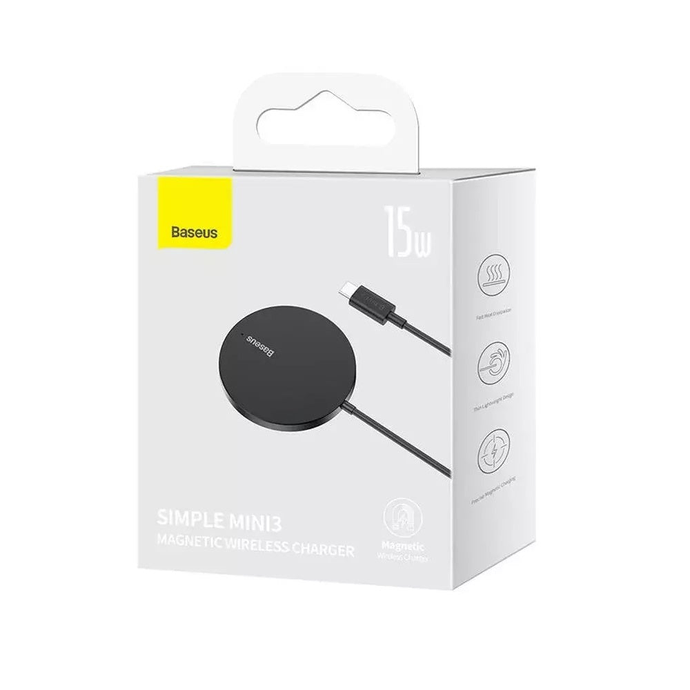 BASEUS ŁADOWARKA INDUKCYJNA SIMPLE MINI 3 15W CZARNA MAGNETYCZNA