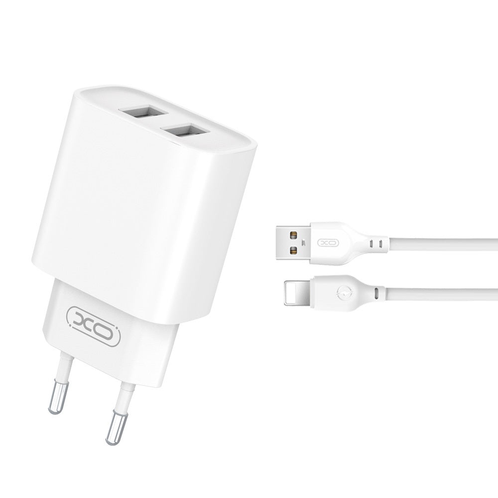 XO ŁADOWARKA SIECIOWA CE02C 2X USB 2,1A BIAŁA + KABEL LIGHTNING