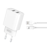 XO ŁADOWARKA SIECIOWA CE02C 2X USB 2,1A BIAŁA + KABEL LIGHTNING