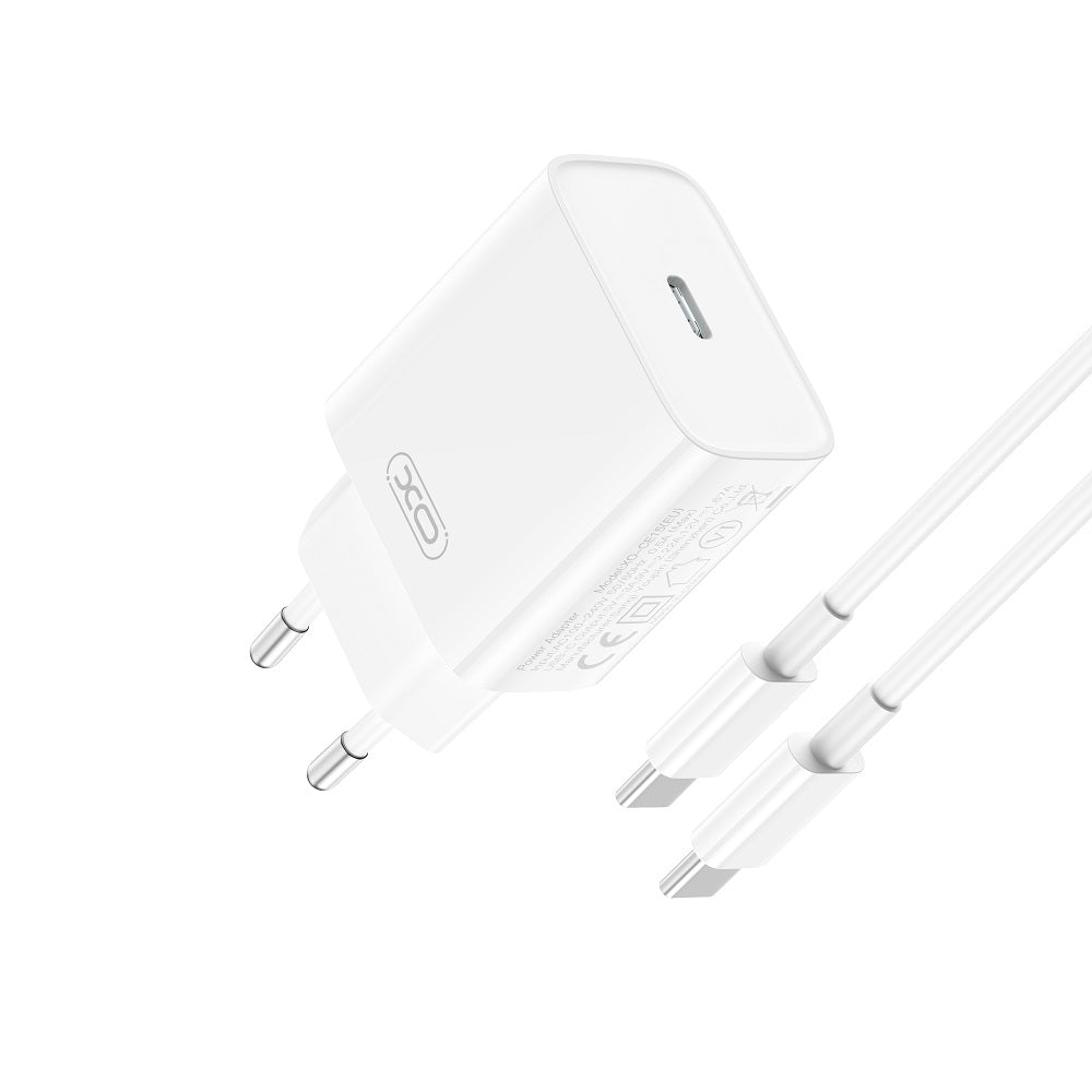 XO ŁADOWARKA SIECIOWA CE15 PD 20W 1X USB-C BIAŁA + KABEL USB-C - USB-C