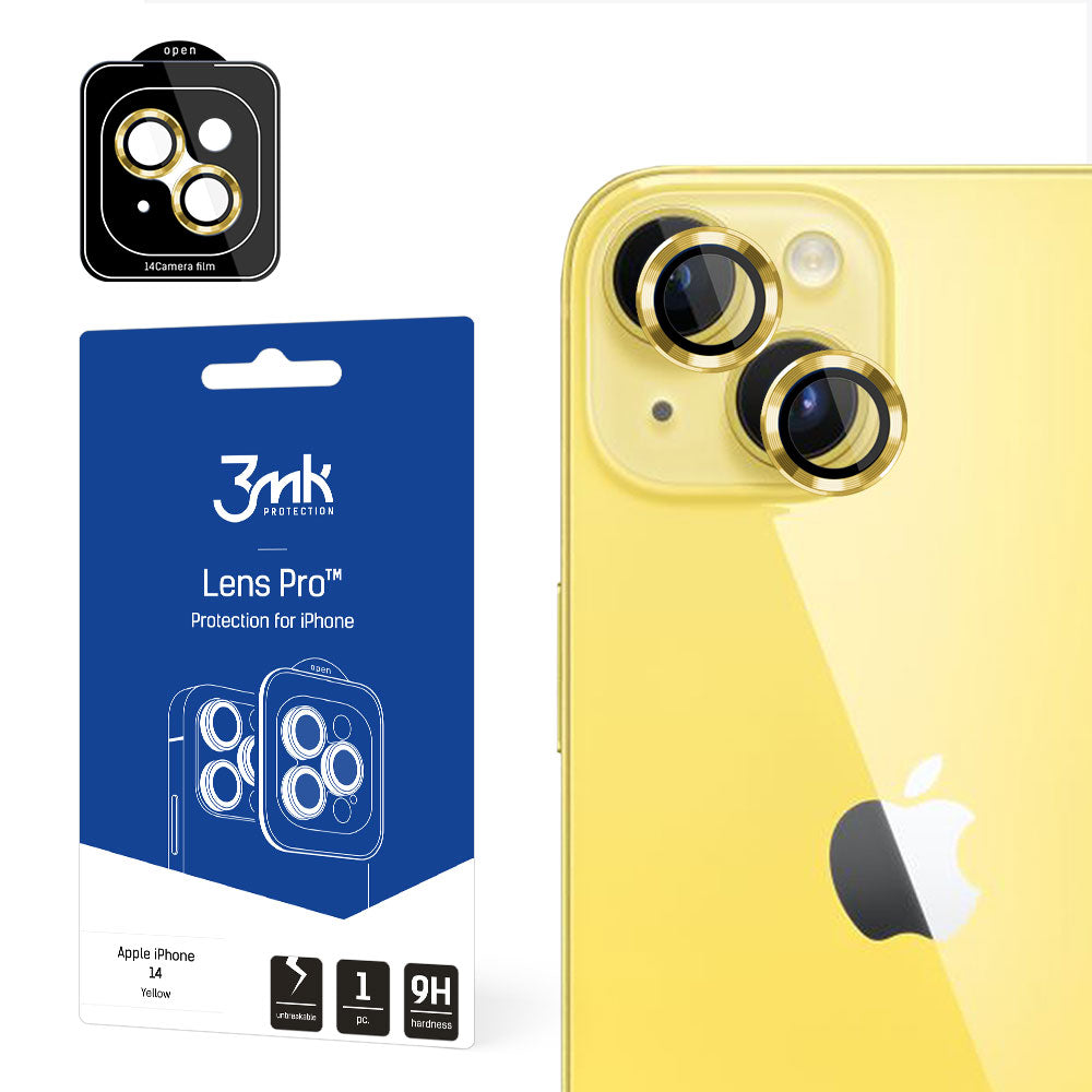 SZKŁO NA APARAT APPLE IPHONE 14 - 3MK LENS PROTECTION PRO YELLOW ŻÓŁTE