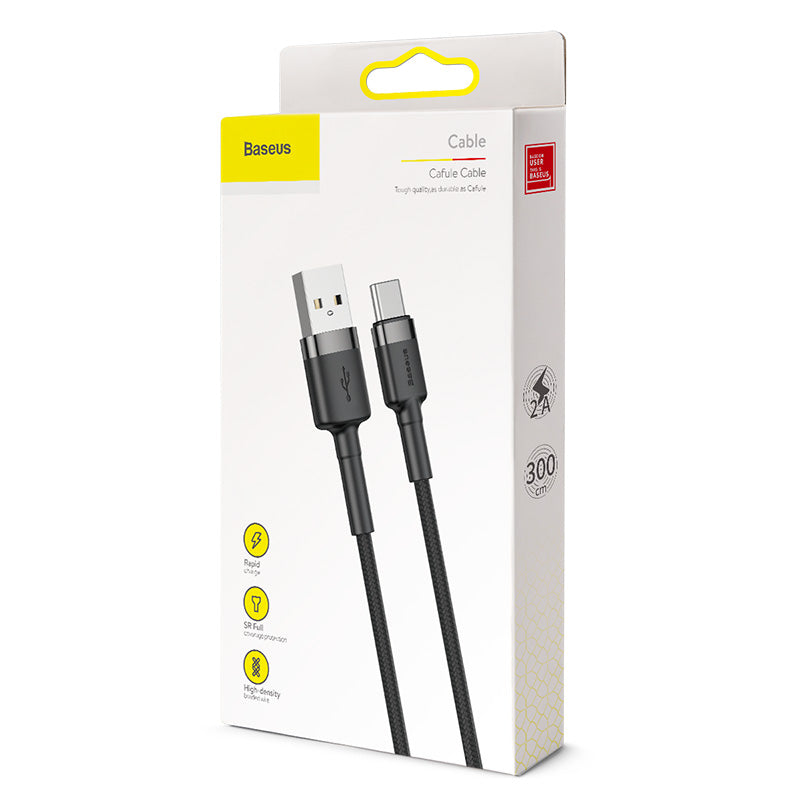 BASEUS KABEL CAFULE USB - USB-C 3M 2A SZARO-CZARNY