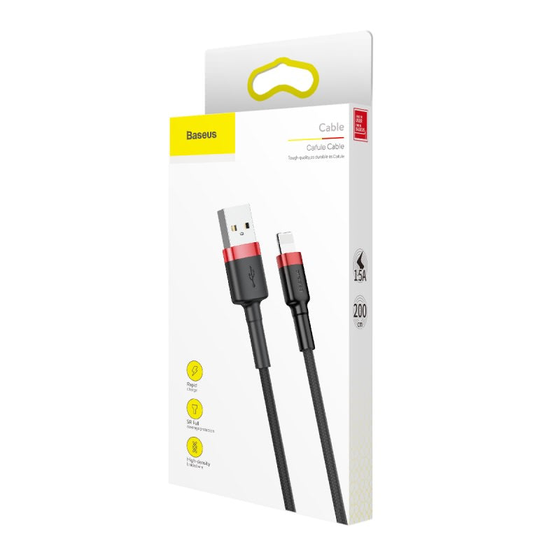 BASEUS KABEL CAFULE USB - LIGHTNING 2,0M 1,5A CZERWONO-CZARNY
