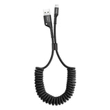 BASEUS KABEL FISH EYE USB - LIGHTNING 1,0M 2A CZARNY SPRĘŻYNOWY