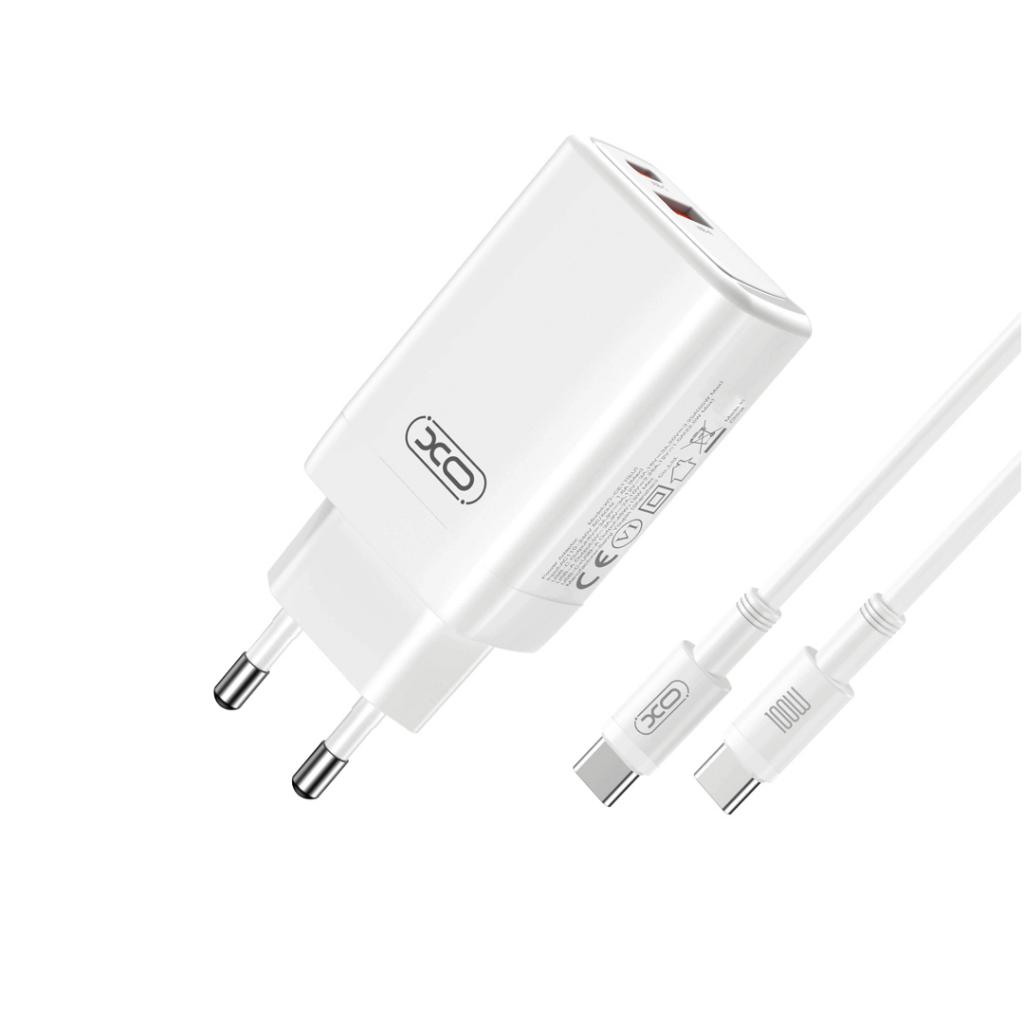 XO ŁADOWARKA SIECIOWA CE17 PD 65W 1X USB-C 1X USB BIAŁA + KABEL USB-C - USB-C