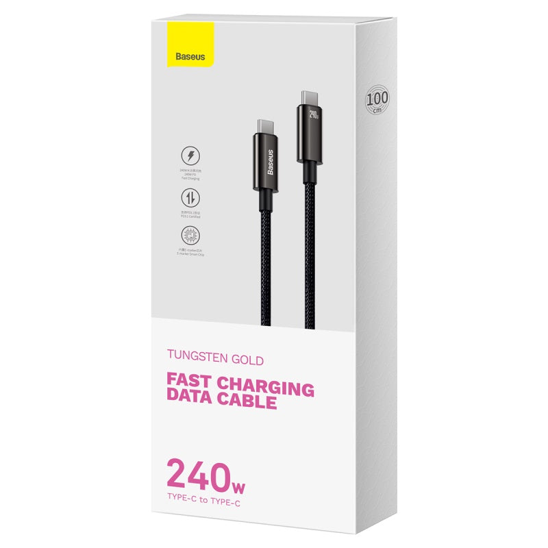 BASEUS KABEL TUNGSTEN PD USB-C - USB-C 1,0M CZARNY 240W