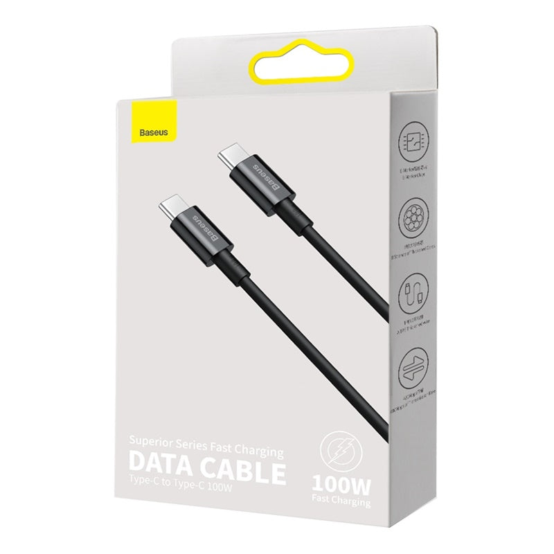 BASEUS KABEL SUPERIOR PD USB-C - USB-C 1,0M CZARNY 100W