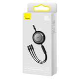 BASEUS KABEL BRIGHT MIRROR 2 3W1 USB - MICRO USB + LIGHTNING + USB-C 1,1M 100W CZARNY ZWIJANY