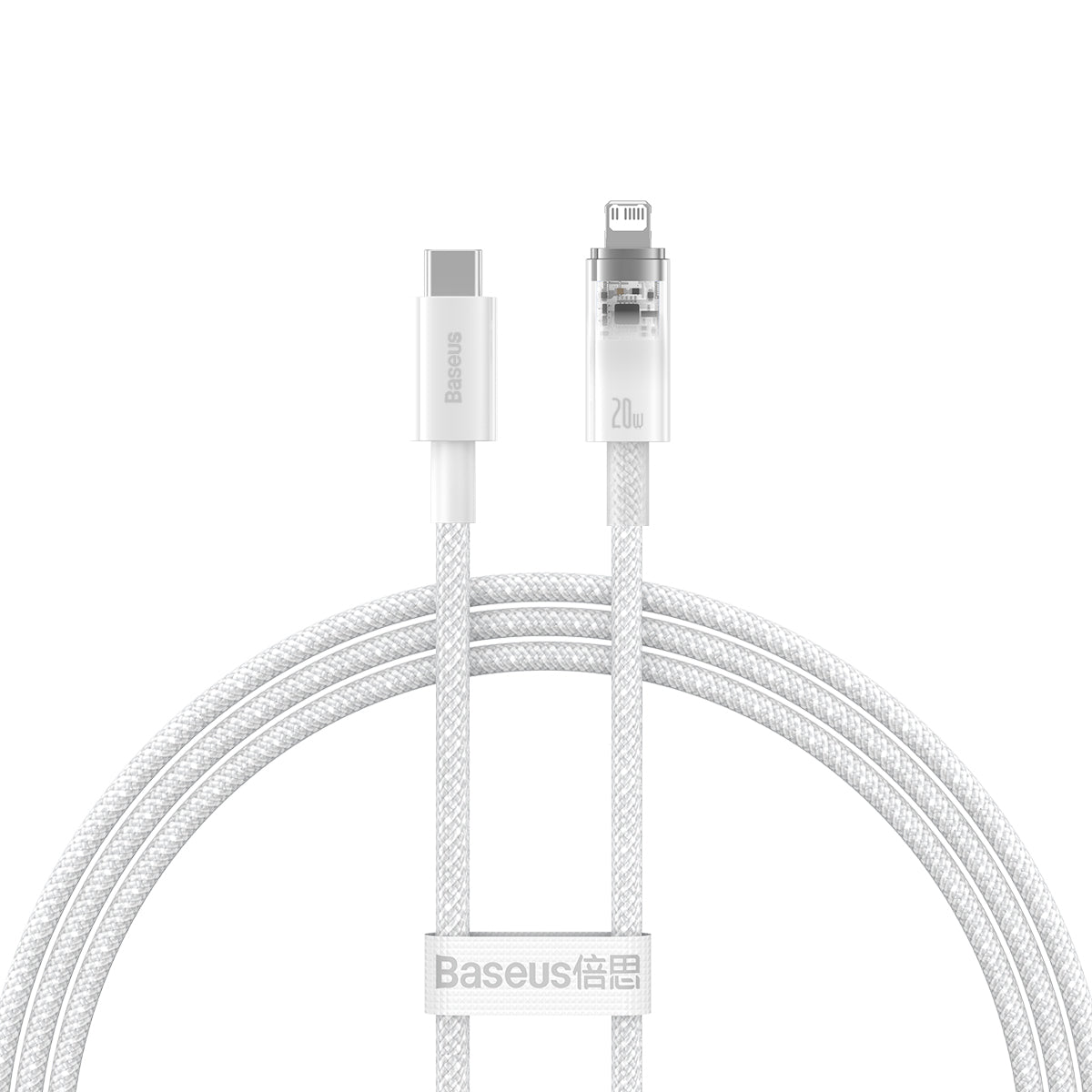 BASEUS KABEL EXPLORER PD USB-C - LIGHTNING 1,0M BIAŁY Z KONTROLĄ TEMPERATURY 20W