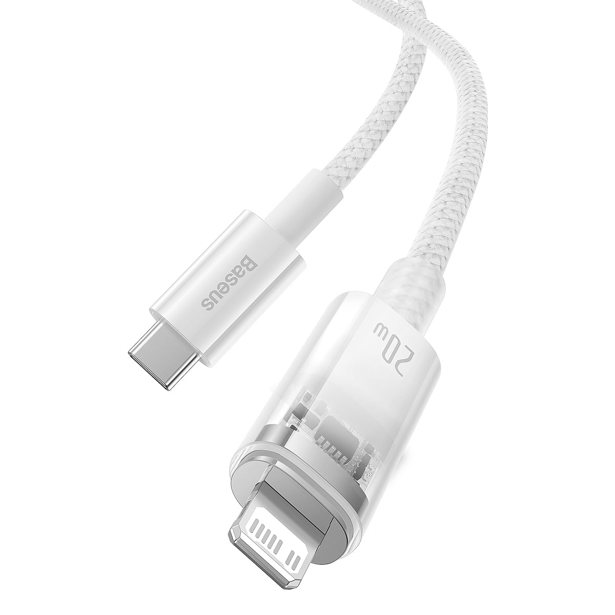 BASEUS KABEL EXPLORER PD USB-C - LIGHTNING 1,0M BIAŁY Z KONTROLĄ TEMPERATURY 20W