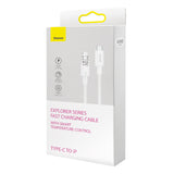 BASEUS KABEL EXPLORER PD USB-C - LIGHTNING 2,0M BIAŁY Z KONTROLĄ TEMPERATURY 20W