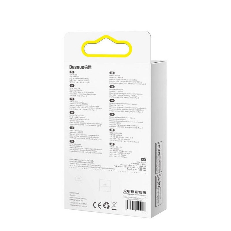 BASEUS KABEL TUNGSTEN USB - USB-C 1,0M CZARNY 100W