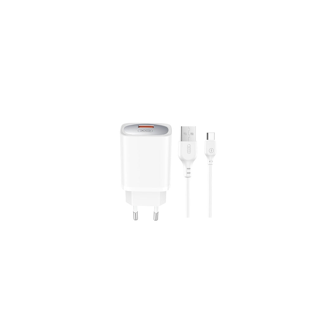 XO ŁADOWARKA SIECIOWA CE19 QC 18W 1X USB BIAŁA + KABEL USB-C
