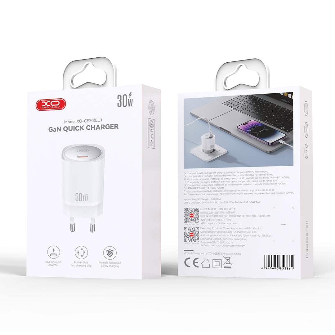 XO ŁADOWARKA SIECIOWA CE20 PD 30W 1X USB-C BIAŁA