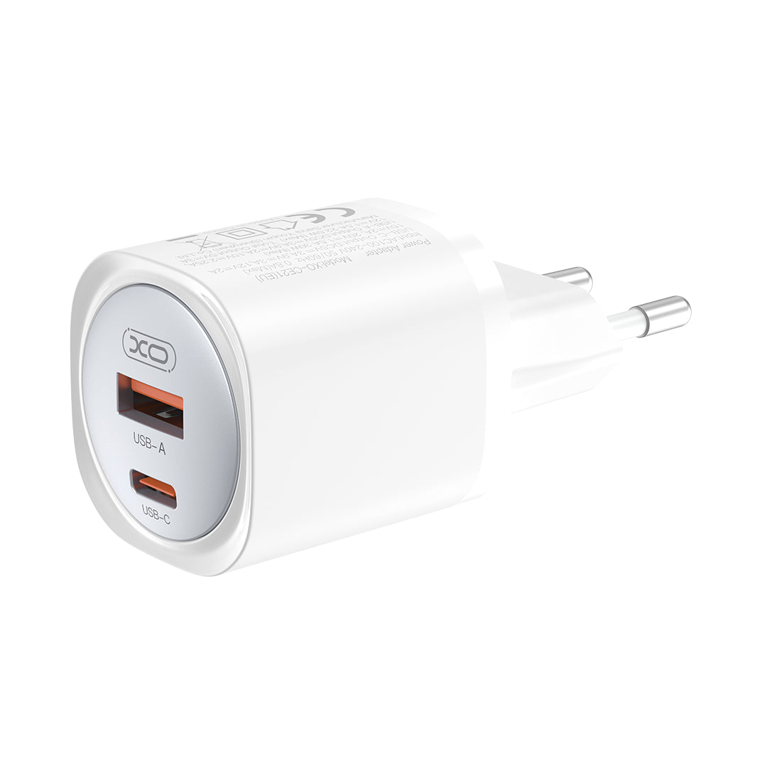 XO ŁADOWARKA SIECIOWA CE21 PD 30W 1X USB-C 1X USB BIAŁA + KABEL USB-C - LIGHTNING