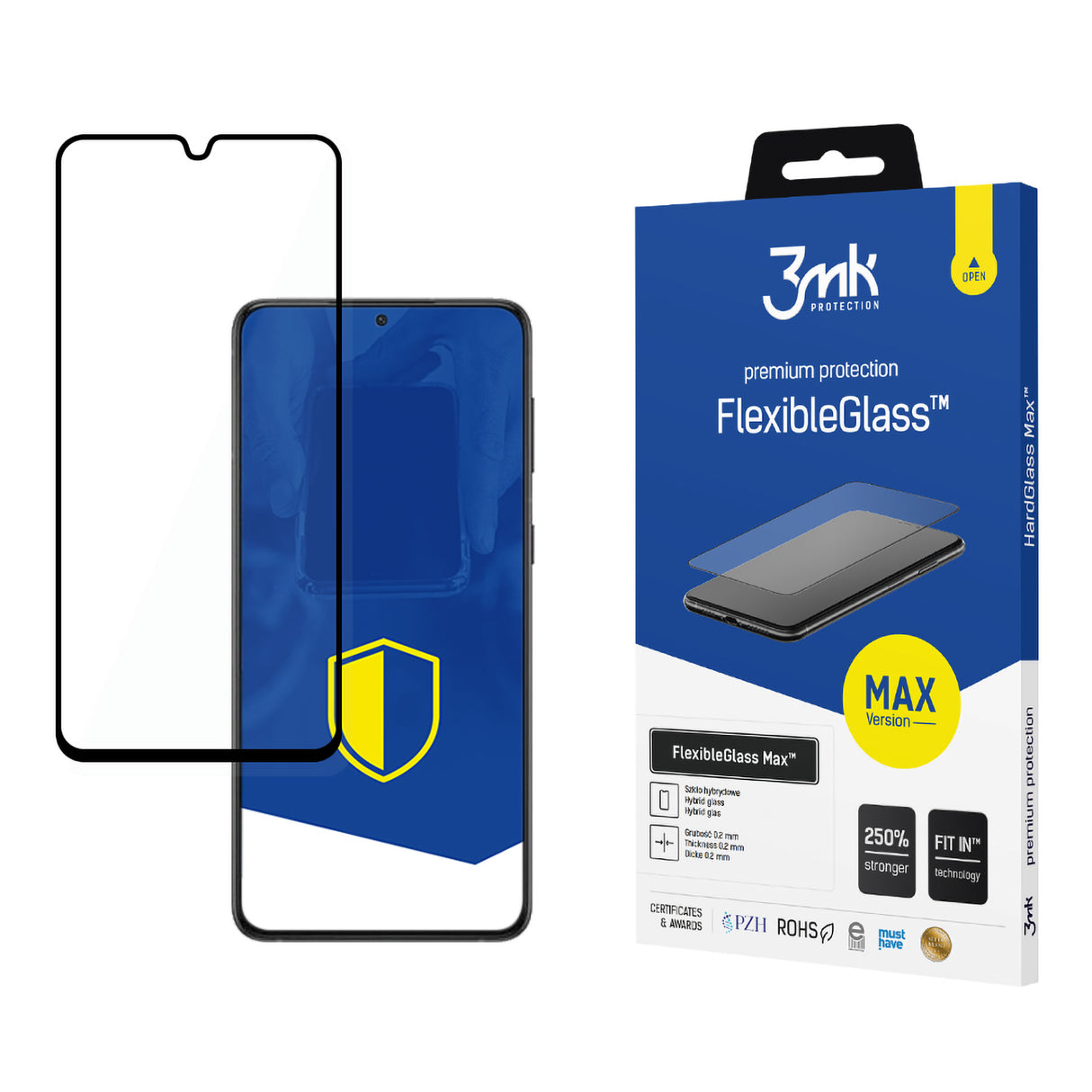 SZKŁO SAMSUNG GALAXY S23 5G - 3MK FLEXIBLEGLASS MAX BLACK CZARNA RAMKA