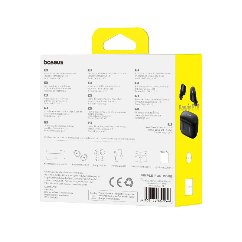 BASEUS SŁUCHAWKI BLUETOOTH BOWIE E18 TRUE WIRELESS EARPHONES CZARNE