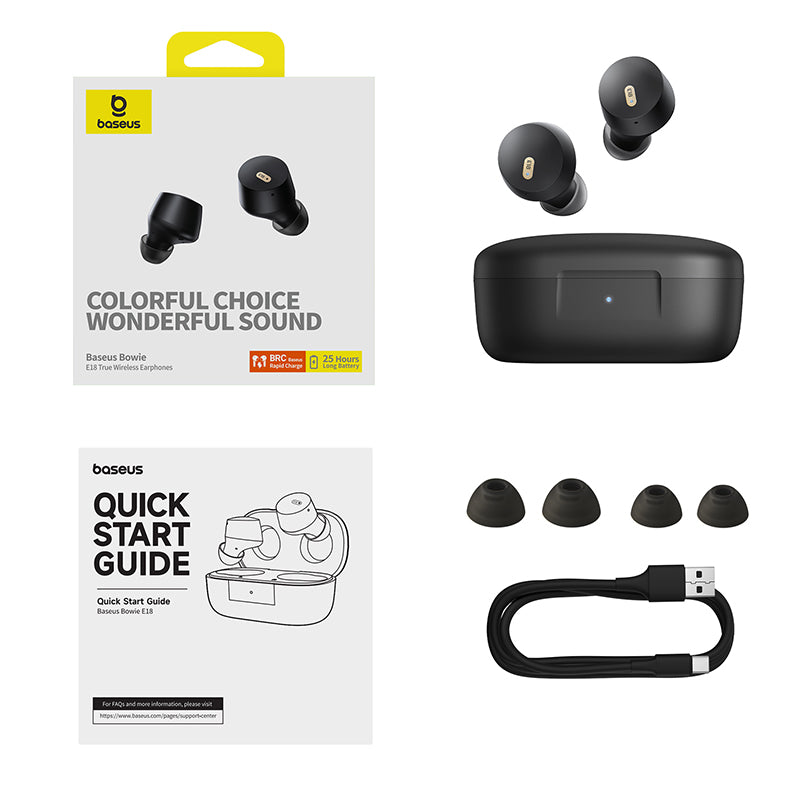 BASEUS SŁUCHAWKI BLUETOOTH BOWIE E18 TRUE WIRELESS EARPHONES CZARNE