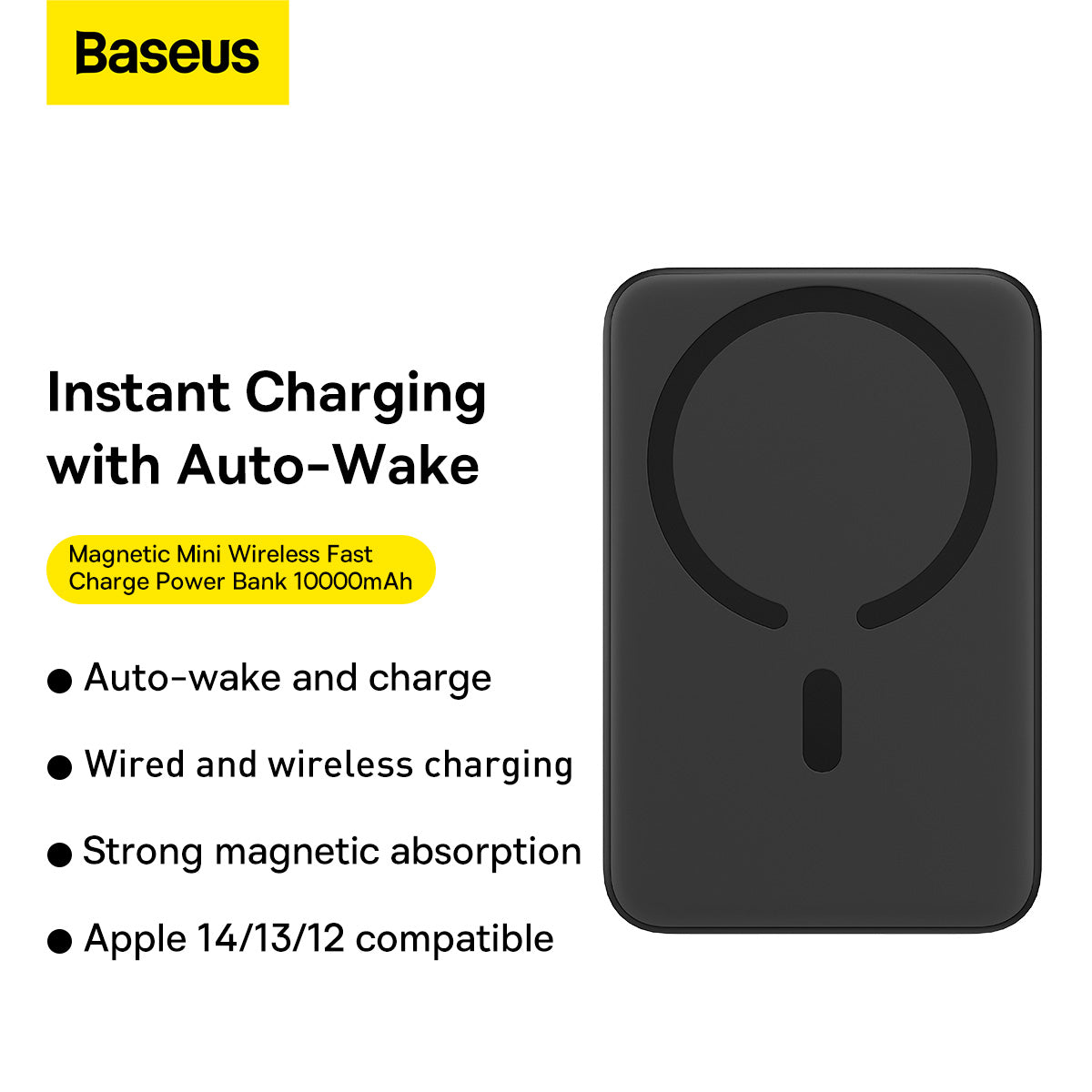 BASEUS POWER BANK MAGNETYCZNY MINI 20W 10000MAH CZARNY
