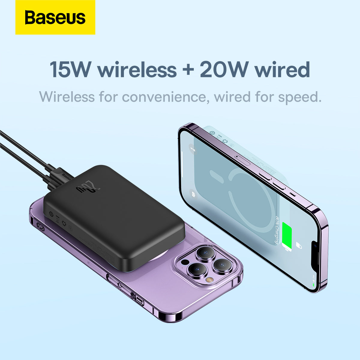BASEUS POWER BANK MAGNETYCZNY MINI 20W 10000MAH CZARNY