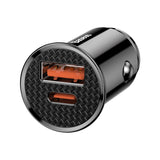 BASEUS ŁADOWARKA SAMOCHODOWA USB-C - USB CZARNA CIRCULAR PLASTIC PD QC 3.0 PPS