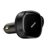 BASEUS ŁADOWARKA SAMOCHODOWA ENJOYMENT RETRACTABLE 2W1 30W CZARNA Z KABLEM 2X USB-C