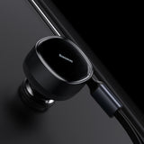 BASEUS ŁADOWARKA SAMOCHODOWA ENJOYMENT RETRACTABLE 2W1 30W CZARNA Z KABLEM 2X USB-C